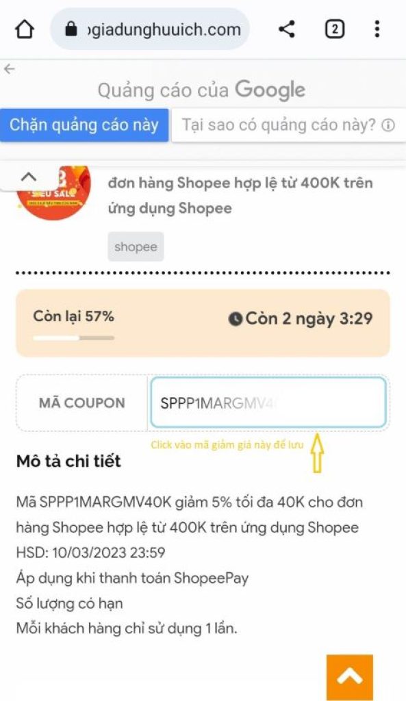 tìm mã giảm giá Shopee