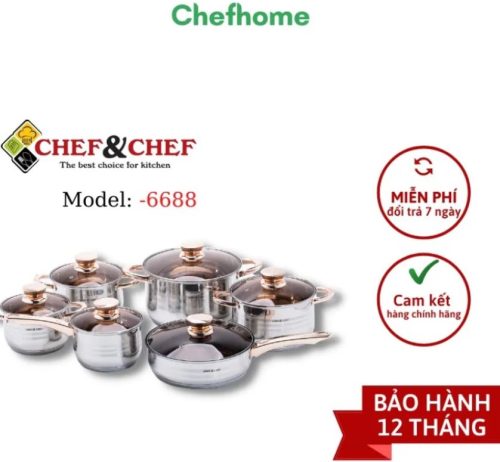 Bộ nồi bếp từ 6 món Chef&Chef – 6688 (thương hiệu Đức)
